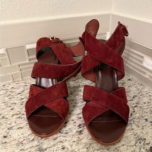 Joie Burgundy Suede Women's Sandals